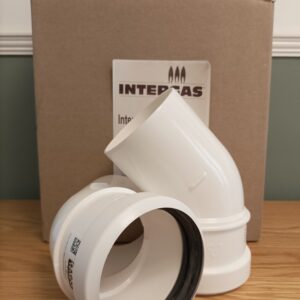 Intergas 80mm 45 deg Elbow pair (brackets included) for Intergas Twin Flue System 453990